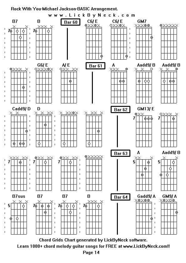 Chord Grids Chart of chord melody fingerstyle guitar song-Rock With You-Michael Jackson-BASIC Arrangement,generated by LickByNeck software.